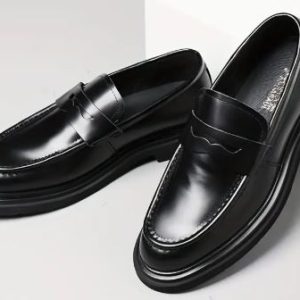 men's genuine leather slip on loafers shoes. uk size 5.5 10